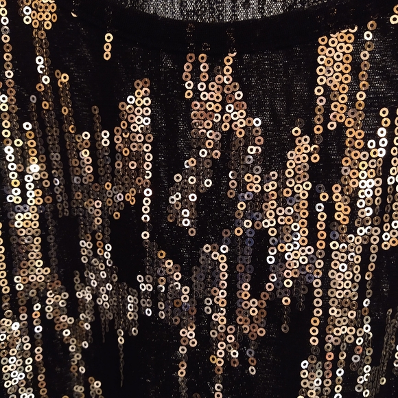 CALVIN KLEIN BLACK & SILVER SEQUIN EMBELLISHED TANK TOP L USA - Picture 3 of 5